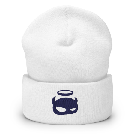 White/Navy Cuffed Beanie image